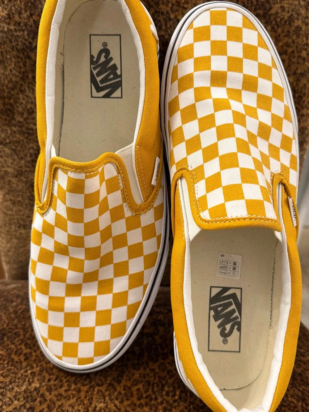 Vans Checkerboard Slip-On Sneakers in Yellow and White